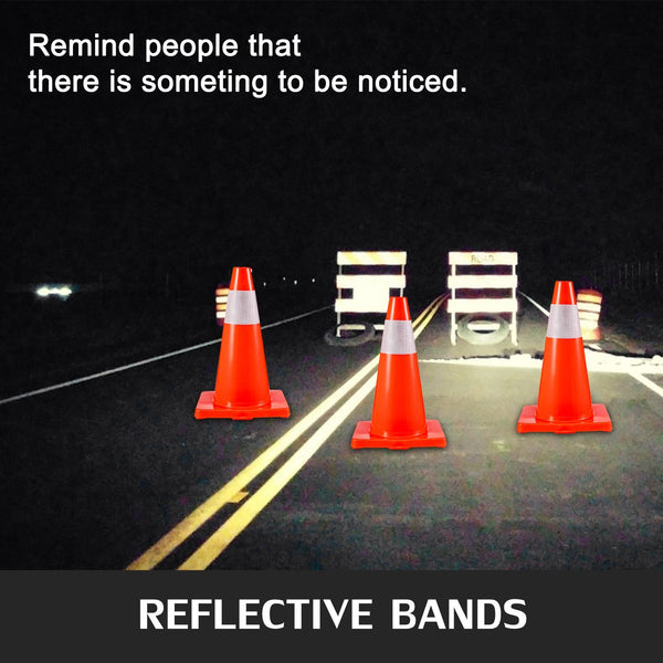 VEVOR 20Pack 18Traffic Cones, Safety Road Parking Cones PVC Base, Orange Traffic Cone With Reflective Collars, Hazard Construction Cones For Home Traffic Parking
